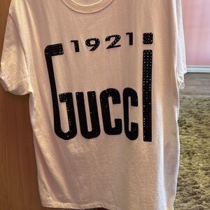 Gucci White Tee with Black 1921 Logo